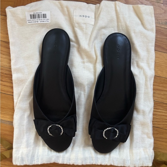 Doen Tilly Bow Mule in Black Satin 38 - Picture 4 of 7